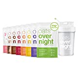 Oats Overnight - Party Pack Variety (8 Meals PLUS BlenderBottle ) High Protein, Low Sugar Breakfast Shake - Gluten Free, Non GMO Oatmeal (2.7oz per meal) Strawberries & Cream, Green Apple Cinnamon & Mocha Dream.