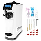 GSEICE Commercial Ice Cream Maker Machine,3.2 to 4.2 Gal/H Soft Serve Machine,Single Flavor Ice Cream Maker,1050W Countertop Soft Serve Ice Cream Machine With 1.6 Gal Tank,LCD Panel,9 Magic Heads