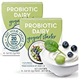 Probiotic Yogurt Starter Culture 20 Qts Plain Yogurt | All Yogurt Makers | All Dairy Milks | Live Active Cultures for Making Natural Yogurt | No Added Sugar | Recipes Included