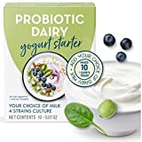 Probiotic Yogurt Starter Culture 10 Qt Plain Yogurt | All Yogurt Makers | All Dairy Milks | Live Active Cultures for Making Natural Yogurt | No Added Sugar | Recipes Included