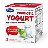 VIVO Probiotic Yogurt Starter / Natural (5 Boxes. 10 Bottles) Makes up to 30 quarts of Yogurt.