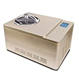 Whynter ICM-220CGY Automatic Ice Cream Maker 2 Quart Capacity Stainless Steel Bowl & Yogurt Function in Champagne Gold, with Built-in Compressor, no pre-freezing, LCD Digital Display, Timer, 2 Quart