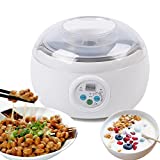 DNYSYSJ White Electric Yogurt natto Machine with Stainless Steel Base, Automatic Cream Yoghurt Maker Rice Wine Natto Container for Kitchen Household, 110V 1.5L