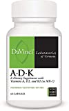 DaVinci Laboratories of Vermont ADK,1500mg Vitamin A, 5000 IU, D3 500mcg & K2 Supplement with Non-GMO Ingredients, 60 Count