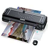 Laminator Machine, Sinopuren 9-Inch Thermal Laminator, Personal 3-in-1 Desktop Laminating Machine Built-in Paper Trimmer Punch and Corner Rounder with 10 Pouches Sheets for Home Office School - Black