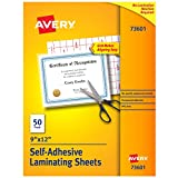 Avery 73601 Self-Adhesive Laminating Sheets, 9 x 12 Inch, Permanent Adhesive, 50 Clear Laminating Sheets