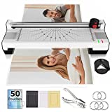 7 in 1 Laminator Machine for A3/A4/A6, 13 inches Thermal Laminator Machine with 50 Laminating Pouches for Office Home Use and Corner Rounder (White)