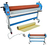 INTBUYING 50W 63inch Automatic Electric Manual Cold Laminator with 1600mm Soft Rubber Roller Wide Format Cold Laminating Equipment with Stand Caster, 1968x50inch Cold Laminating Film Included