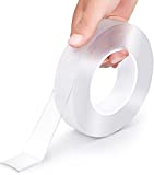 EZlifego Double Sided Tape Heavy Duty(16.5FT/5M)，Multipurpose Wall Tape Adhesive Strips Removable Mounting Tape,Reusable Strong Sticky Transparent Tape Gel Poster Carpet Tape for Paste Items,Household