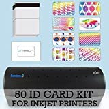 50 ID Card Kit - Laminator, Inkjet Teslin, Butterfly Pouches, and Holograms - Make PVC Like ID Cards