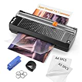IMLIKE A4 Laminator Machine with Paper Trimmer: 6 in 1 Hot Laminator with 10 Laminating Sheets, Corner Rounder, 5 Book Binder Rings, Single Hole Punch, 9 Inches Black Laminator for Home/Office/School