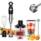 Immersion Blender Handheld, 5-In-1 [Upgraded] Hand Blender, healthomse 800W 12-Speed Powerful Stainless Steel Stick Blender with Milk Frother,Egg Whisk, 4-Blades 500ml Chopper and 700ml Beaker with Lid