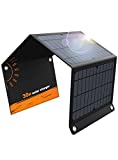 Solar Charger 30W 2USB and 1DC Ports Solar Panels with 3 Foldable Panel Upgrade Has High Conversion(5V/5A Max) Rate Portable Solar Phone Charger Compatible with iPhone Samsung More USB and DC Devices