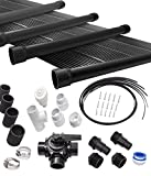 SunQuest Complete Pool Heater System - 4 (2ft x 12ft) Panels w/Bypass and Roof Kit - Solar Heater for Above Ground & Inground Swimming Pools - Tube on Web Design Panel-Polypropylene UV Resistant