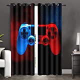 heigudan 3D Gamepad Video Game Blue Red Gamepad Gaming Game Gamer Controller Curtains Window Treatments 2 Panel Set for Living Room Bedroom Decor,1 Panel 42' x 63'