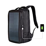 Solar Panel 12W Power Backpack Laptop Bag with Handle and USB Charging Port(Black)