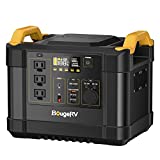BougeRV Portable Power Station 1200W, 1100Wh Solar Generator, 1500 Cycles Lithium Battery Backup Power Supply, 3x110V/1200W Pure Sine Wave AC Outlet for Outdoor, Camping, Emergency, Refrigerator, CPAP