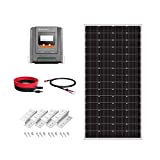 Newpowa 9BB Cell 200W 12V Monocrystalline Solar Panel Starter Kit One 9BB Cell 200W Solar Panel+30A MPPT Charge Controller+20FT PV Extension Cable+Battery Cable+Mounting Brackets Off Grid