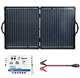 Newpowa 100W 12V Monocrystalline Foldable Portable Solar Panel Kit Suitcase with Charge Controller and Battery Cable for Off Grid RV Camping Boat