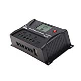 HQST PWM Solar Charge Controller 12V 24V Auto, 20 Amp Positive with LCD Display and 5V 1A USB Port, Compatible with Sealed, Flooded Lead-Acid and Lithium Batteries
