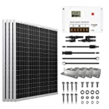 HQST 200 400 Watt Polycrystalline 12V 24V Solar Panel, High Efficiency Module PV Power for Battery Charging Boat, Caravan, RV and Any Other Off Grid Applications (400W W/30A)