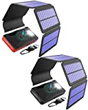 20,000mAh Removable Solar Panel Charger for Outdoor Use-Set of Two (Black and Red)
