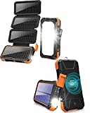 20,000mAh Fast Solar Charger for Indoor Use Plus 20,000mAh Foldable Solar Panel Charger (Orange and Orange)