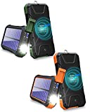 Two Packs-20,000mAh Solar Charger Power Bank, Wireless Charger 10W/7.5W/5W with 4 Outputs & Dual Inputs