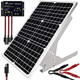 30W Solar Panel Kit 12V, Monocrystalline Solar Panel Charger Off Grid with Intelligent Waterproof Controller+ Adjustable Mount Bracket for Boat Car RV Motorcycle Marine Automotive Camping Roof