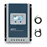 Aleyfeng EPever MPPT 40A Solar Charge Controller,Solar Panel Charge Controller 12V/24V Auto Regulator,Max 100V Input Negative Grounded, LCD Display for Lead-Acid Lithium Battery Charging (4210an)
