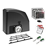 TOPENS DKR500ST Solar Sliding Gate Opener Rack Drive Automatic Gate Motor for Heavy Driveway Slide Gates Up to 1300 Pounds, Electric Gate Operator Battery Powered with Solar Panel Remote Control Kit