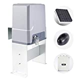 CO-Z Solar Powered Sliding Gate Opener, Solar Automatic Roller Gate Motor with Backup Batteries, Automatic Slide Gate Opener Kit for Fence Driveway, Auto Chain Gate Opener Hardware with Controllers