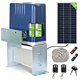 Sliding Gate Automatic Opener Kit Powered by Independently Solar Energy with Remote Controls and Built-in Battery for Up to 1100 Pounds Heavy Sliding Gate Off-Grid DC Opener