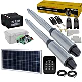 DC HOUSE Automatic Solar Gate Opener Kit Electric Heavy Duty Dual Swing Gate Operators with Keypad, Remote Control Up to 16.4 Feet or 850 Pounds (Batteries Included) | Subcontract Delivery