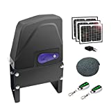 TOPENS DKC1100S Solar Sliding Gate Opener Chain Drive Automatic Gate Motor for Heavy Driveway Slide Gates Up to 2600 Pounds, Electric Gate Operator Battery Powered with Solar Panel Remote Control Kit