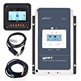 EPEVER 50A MPPT Solar Charge Controller 12/24/36/48VDC Automatically Identifying System Voltage with MT50 Remote Meter & Temperature Sensor RTS & Communication Cable RS485