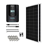 Renogy 200 Watt 12 Volt Monocrystalline Solar Panel Starter 20A Rover MPPT Charge Controller/Mounting Z Brackets/Tray Cable/Adaptor Kit for RV, Boats, Trailer, Camper, Marine,Off-Grid System, 200W