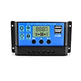 QWORK Solar Charge Controller, 30A Adjustable Parameter Backlight LCD Display and Timer, 1 Piece