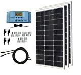 WindyNation 300 Watt Monocrystalline Solar Panel Off-Grid Kit with LCD PWM Charge Controller + Solar Cable + Connectors + Mounting Brackets