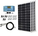 WindyNation 400 Watt Monocrystalline Solar Panel Off-Grid Kit with LCD PWM Charge Controller + Solar Cable + Connectors + Mounting Brackets