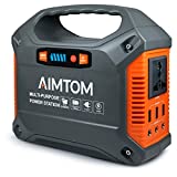 AIMTOM 42000mAh 155Wh Power Station, Emergency Backup Power Supply with Flashlights (Solar Panel Optional), for Camping, Home, Road, Travel, Outdoor (110V/ 100W AC Outlet, 3X 12V DC, 3X USB Output)