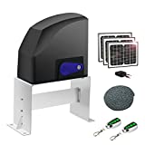 TOPENS DKC500S Solar Sliding Gate Opener Chain Drive Automatic Gate Motor for Heavy Driveway Slide Gates Up to 1300 Pounds, Electric Gate Operator Battery Powered with Solar Panel Remote Control Kit