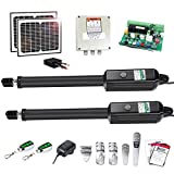 TOPENS AD5S Automatic Gate Opener Kit Medium Duty Solar Dual Gate Operator for Dual Swing Gates Up to 16 Feet or 550 Pounds Gate Motor Solar Panel