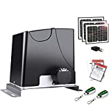 TOPENS DK1000S Automatic Sliding Gate Opener Solar Kit Rack Driven Sliding Gate Motor for Heavy Duty Slide Gates Up to 1800 lbs. and 40 ft, Driveway Security Gate Operator Battery Powered Solar Panel