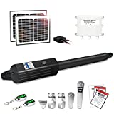 TOPENS A8S Automatic Gate Opener Kit Heavy Duty Solar Single Gate Operator for Single Swing Gates Up to 880 Pounds Gate Motor with Solar Panel