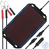 SUNER POWER Upgraded Waterproof 5W Solar Battery Charger & Maintainer Pro - Built-in Intelligent MPPT Charge Controller - 5 Watt Solar Panel Trickle Charging Kit for Car, Marine, Motorcycle, RV, etc