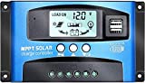 Nalukodo PMW 40A-100A 12V/24V Auto Focus Tracking Solar Charge Controller Panel Regulator Dual USB Port (100A)