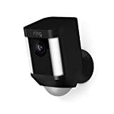 Certified Refurbished Ring Spotlight Cam Battery HD Security Camera with Built Two-Way Talk and a Siren Alarm, Black, Works with Alexa