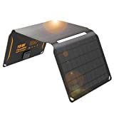 FlexSolar 15W Portable Solar Panel Charger(5.5V/2.9A Max), Waterproof IP67 Foldable Solar Panels with USB Port Compatible with iPhone Xs/X/8/7, iPad, Samsung for Outdoor Hiking Camping Backpacking