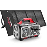 ROCKPALS Portable Power Station 500W (505Wh) and RP082 100W Solar Panel, 2 x Pure Sine Wave 110V AC Outlet, Solar Generator Kit for Outdoors Camping Travel Hunting RV